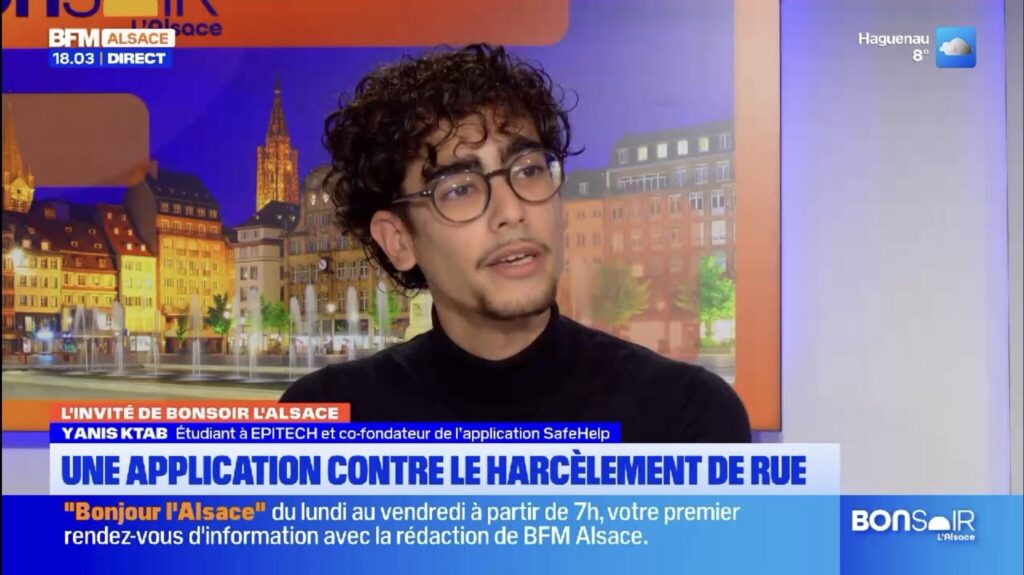 Yanis Ktab présente SafeHelp sur BFM TV